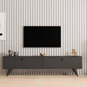 Comoda TV Jate Gri inchis 160x25x40 cm - Img 4