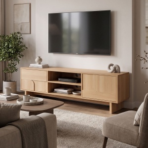 Comoda TV Jenfia, Natural, 150x39x45.5 cm