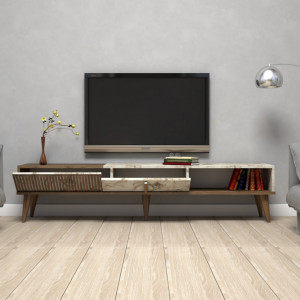 Comoda TV Milan Walnut-Alb - Img 3