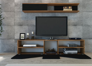 Comoda TV Taç - Walnut, Negru - Img 2
