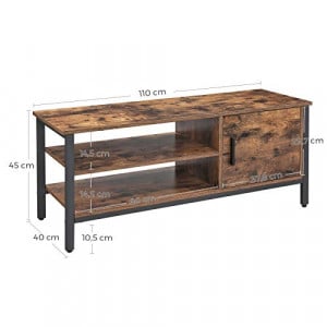 Comoda TV, Vasagle, Antic-Negru, 110x40x45 cm - Img 7