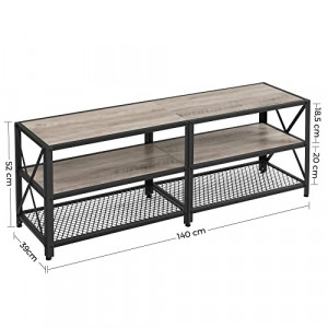Comoda TV, Vasagle, Negru-Ivoar, 140x39x52 cm - Img 4