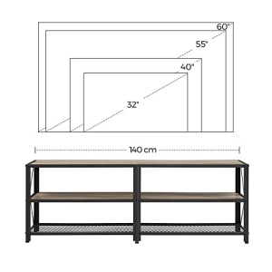 Comoda TV, Vasagle, Negru-Ivoar, 140x39x52 cm - Img 7