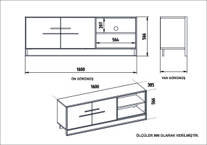 Consola TV Polka Auriu 160x56.6x38.5 cm - Img 6