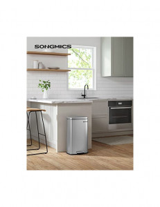 Cos de gunoi pentru bucatarie, Songmics, 30L, Soft Close, Silver - Img 2