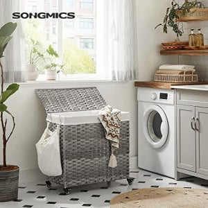 Cos de rufe, Songmics, Natural-Alb, 66x33x66 cm - Img 1