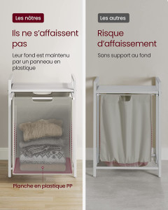 Cos de rufe, Vasagle, Alb, 50x33x76 cm - Img 6