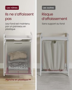 Cos de rufe, Vasagle, Alb, 50x33x76 cm - Img 6