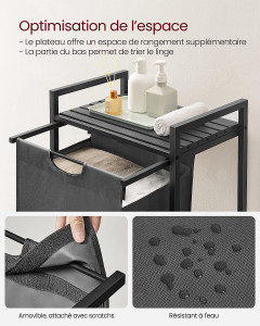 Cos de rufe, Vasagle, Negru-Gri, 50x33x76 cm - Img 3