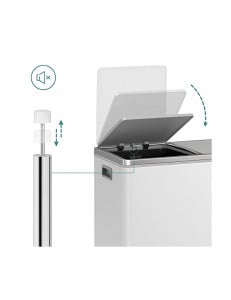 Cos pentru recilare dublu, Songmics, 2 x 30L, Alb, LTB60WT, 59 x 32 x 65 cm - Img 3