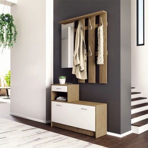 Cuier Intrare Jamie Alb - Walnut 100x27.5x187 cm