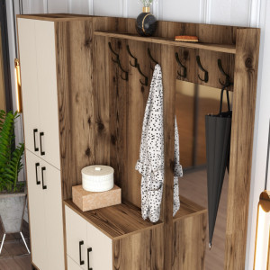 Cuier pentru Hol Berlin ABC - Walnut, Crem - Img 4