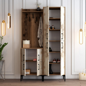 Cuier pentru Hol Berlin BA - Walnut, Alb Marble - Img 3