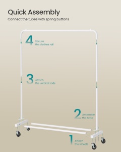 Cuier stander cu roti Pataye Alb 110x38x141.5 cm - Img 6