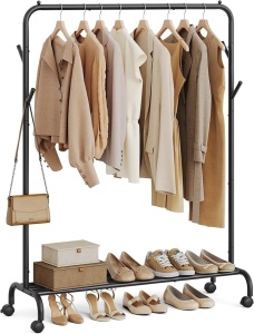 Cuier stander Negru Songmics 103.5x39x155 cm