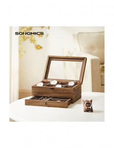 Cutie de bijuterii, Songmics, 19 x 27 x 12.5 cm, JOW008K01, Maro - Img 2