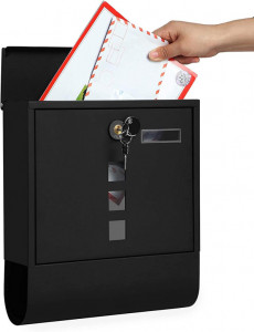 Cutie de scrisori Songmics, 24 x 30 cm, Black, compartiment pentru ziar - Img 7