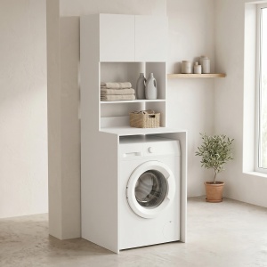 Dulap baie masina de spalat, Chaxe, Alb, 65x60x183.6 cm