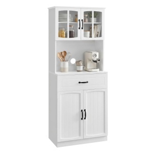 Dulap bucatarie cu vitrina, Helan-old, Vasagle, Alb, 73x41.5x179.8 cm