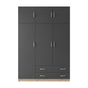 Dulap cu 3 usi Alvia, Antracit, 150x51x240 cm - Img 4