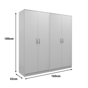 Dulap cu 4 usi, Athos I, V1, Alb, 160x42x180 cm - Img 4