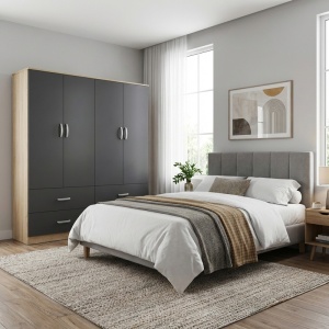Dulap cu 4 usi, Athos, V14, Antracit, 160x42x180 cm