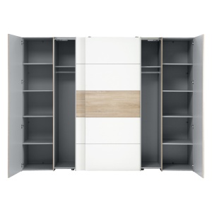 Dulap cu 4 usi Verzo stejar alb melamina 270.5x61x210.5 cm - Img 4