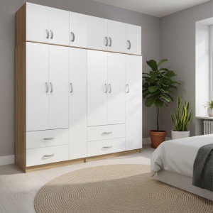 Dulap cu 6 usi, Athos, V15, Sonoma, 180x42x240 cm