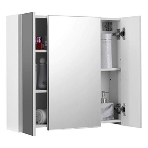 Dulap cu oglinda pentru baie, Vasagle, Alb, 60x15x55 cm - Img 7