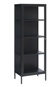 Dulap cu vitrina CARMEL, Negru, 40x160x58 cm - Img 2