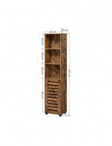 Dulap de depozitare pentru baie, Vasagle, Maro Rustic, 40 x 30 x 167 cm, BBK160X01 - Img 6