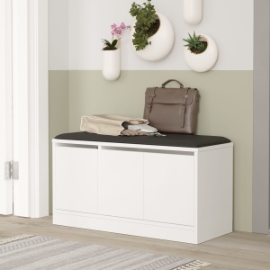 Dulap de pantofi cu bancheta Mr2 Alb 89.6x45.8x35.5 cm - Img 2