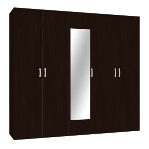 Dulap dormitor cu oglinda Luna Pako World Maro inchis 220x52x200 cm