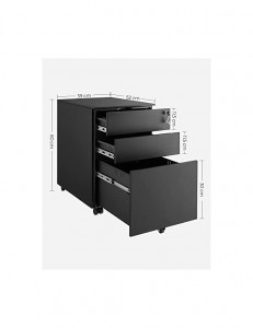 Dulap mobil cu inchidere, Songmics, Negru, OFC60BK, 52 x 39 x 60 cm - Img 3