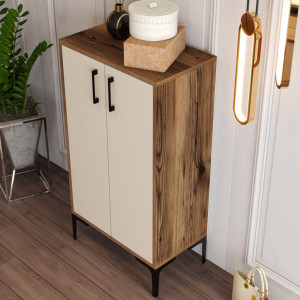 Dulap Pantofi Prag - Walnut, Crem - Img 4