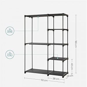 Dulap pentru haine, Songmics, Negru, 112x43x165 cm - Img 4