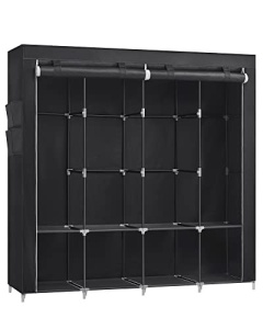 Dulap pentru haine, Songmics, Negru, 170x45x167 cm - Img 2