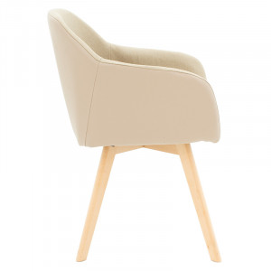 Fotoliu Safira material textil piele ecologica bej - culoare lemn natural 57x58x84cm - Img 3