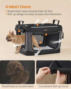 Geanta de transport animale Feandrea, Bax, Negru, 60x42x42 cm - Img 4