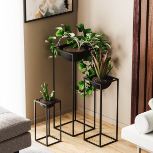 Ghiveci decorativ GED019 Negru 28x80x28 cm - Img 3