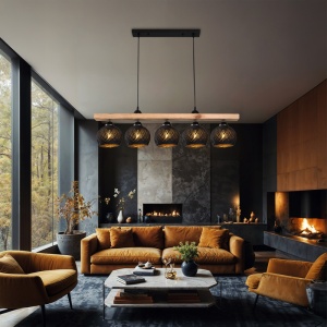 Lampa Salote, Pako World, E27, 5 becuri, Maro-Negru, 100x18x24 cm - Img 2