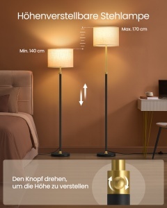 Lampadar LED, Lusia, Vasagle, Negru, 30x30x171 cm - Img 2