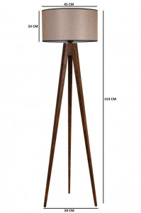 Lampadar Tripod Ceviz Lambader Silindir Koyu Hasır Abajurlu Nuc - Img 4