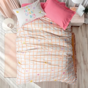 Lenjerie 1 Persoana Jours Roz (Bumbac 100%)