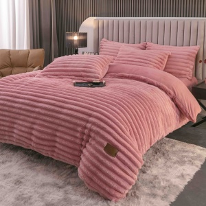 Lenjerie cocolino cu Elastic 180x200 Liny V5 Roz (Cocolino) - Img 2