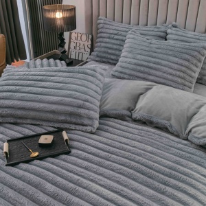Lenjerie cocolino cu Elastic 180x200 Liny V6 Gri deschis (Cocolino) - Img 2