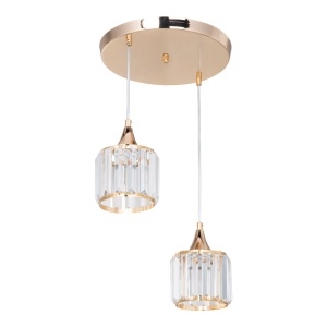 Lustra cu doua lumini PWL-1025, E27 auriu-sticla, 30x70 cm