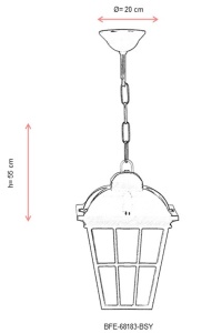 Lustra de exterior 68183 Negru 55x20 cm - Img 3