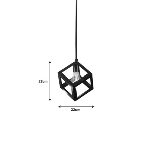Lustra Kibe negru din metal 22x22x100 cm - Img 2