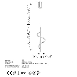 Lustra Likma Argintiu 16x50-100x16 cm - Img 6